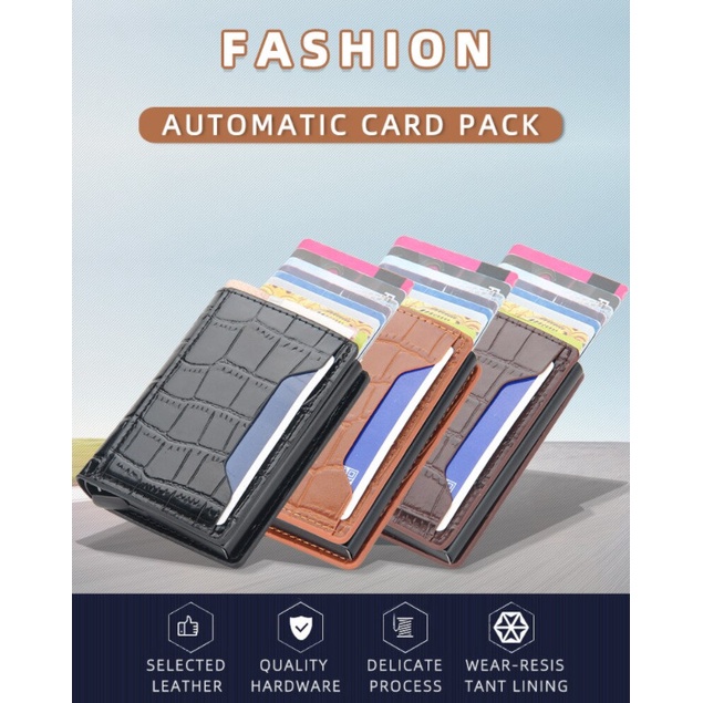 Baellerry RFID Anti Theft Card Dompet Kartu Wallet Kulit Import BLY35