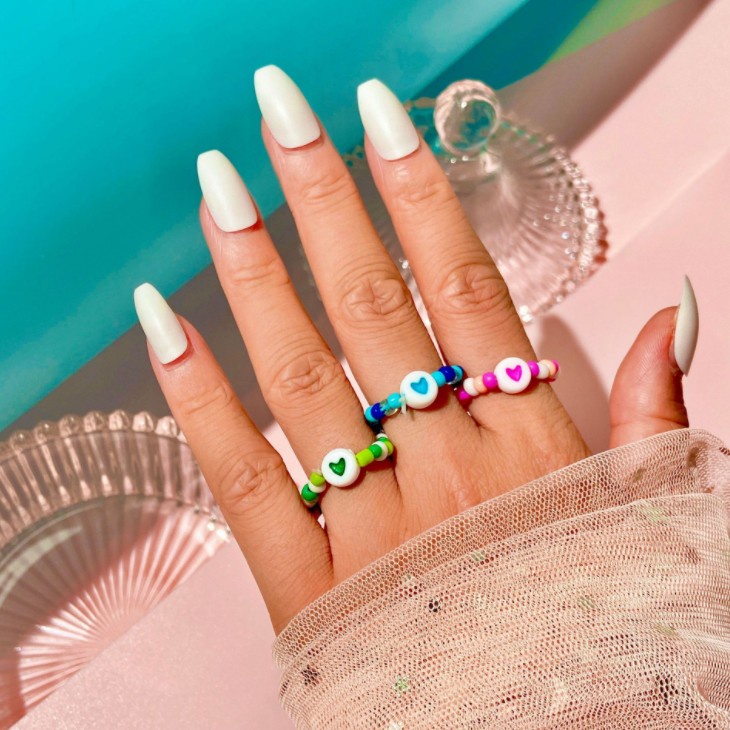 [Harga Grosir]Cincin Manik-Manik Keramik Warna-Warni Bahan Akrilik Untuk Wanita/Hot Sale