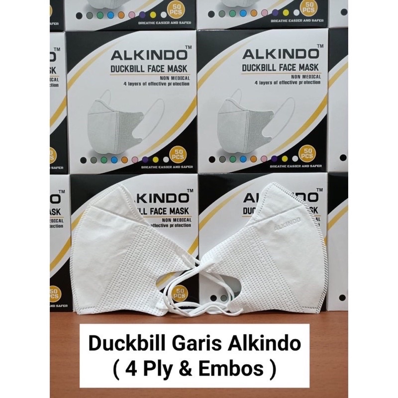 Masker Duckbill Garis Alkindo 4ply isi 50pcs / Masker Duckbill Alkindo