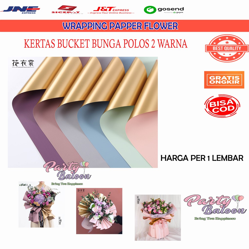 

Kertas Cellophane kertas bucket bunga Flower Wrapping BI Color GOLD satuan polos murah dua warna