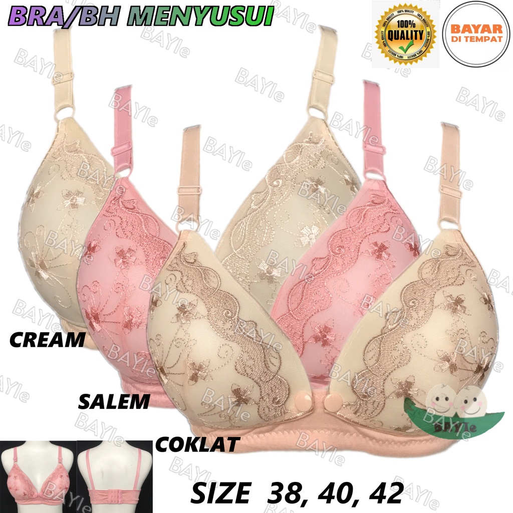 BAYIe - BH / Bra Ibu Menyusui Netek/ Nursing BRA YSK 598 Motif BROKLAT Dengan Busa Tanpa Kawat Kait 3