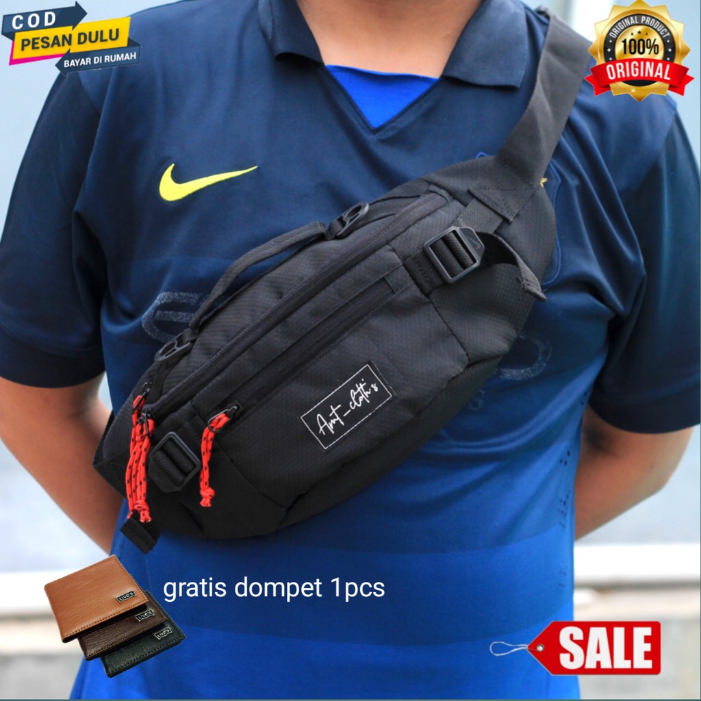 Amt_Cloth's WaistBag  Tas Pria  Waist bag tas pinggang  dan gratis dompet keren