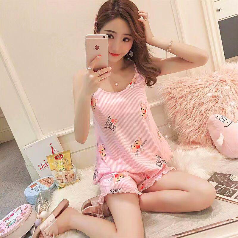 BEE - Baju Tidur Piyama Import / Stelan Piyama Hotpant Tank top Import