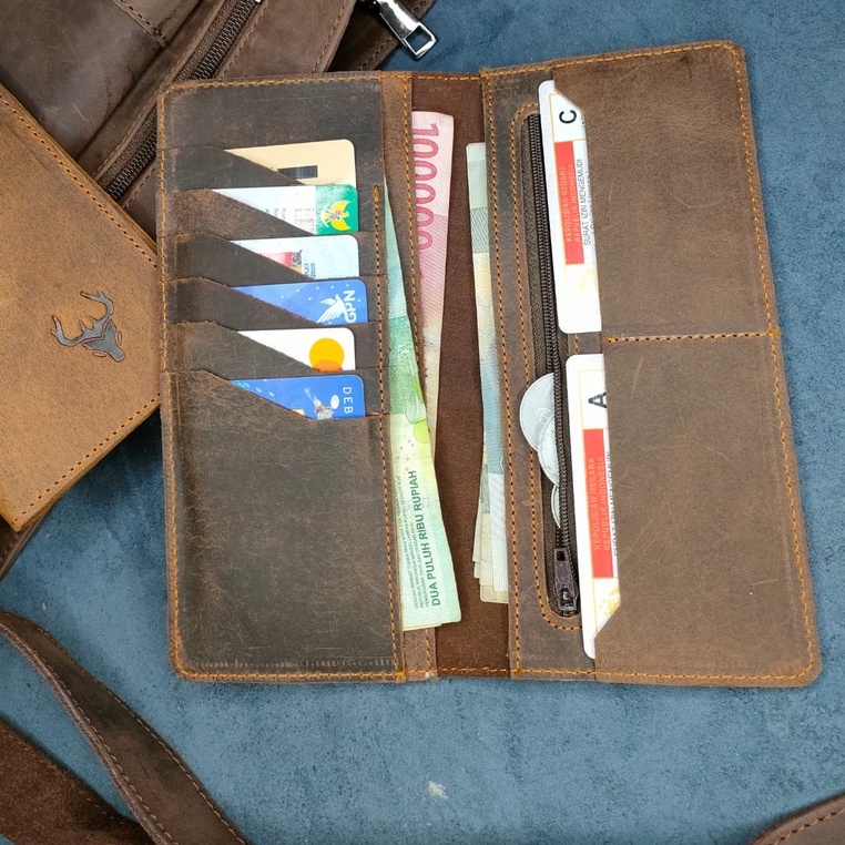 Dompet Kulit Asli Lipat pria wanita Casual CRAZY HORSE Original Wr.Leather