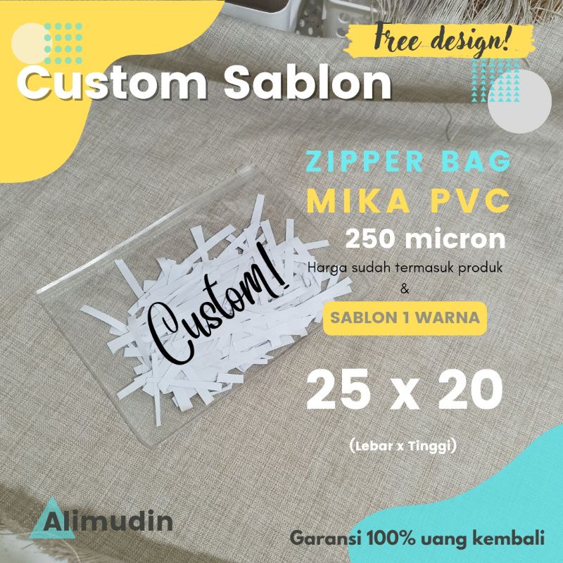 Zipper Bag Mika PVC 25 x 20 250 Mic Custom Sablon | Ziplock | Pouch