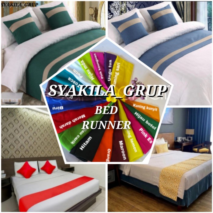 SALE BED RUNNER/SELENDANG HOTEL BAHAN KATUN CVC UNTUK BED SINGLE & DOBLE - 35X160cm