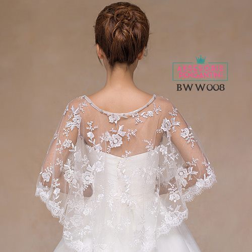 [PALING MURAH] AKSESORIS CARDIGAN PESTA BROKAT KOREA BOLERO WANITA LACE PUTIH BWW008