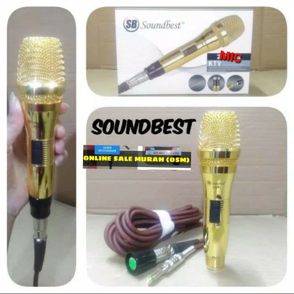 ORIGINAL GOLD golden suara emas dynamic Microphone mic mik pro karaoke mikrophone musik music kabel
