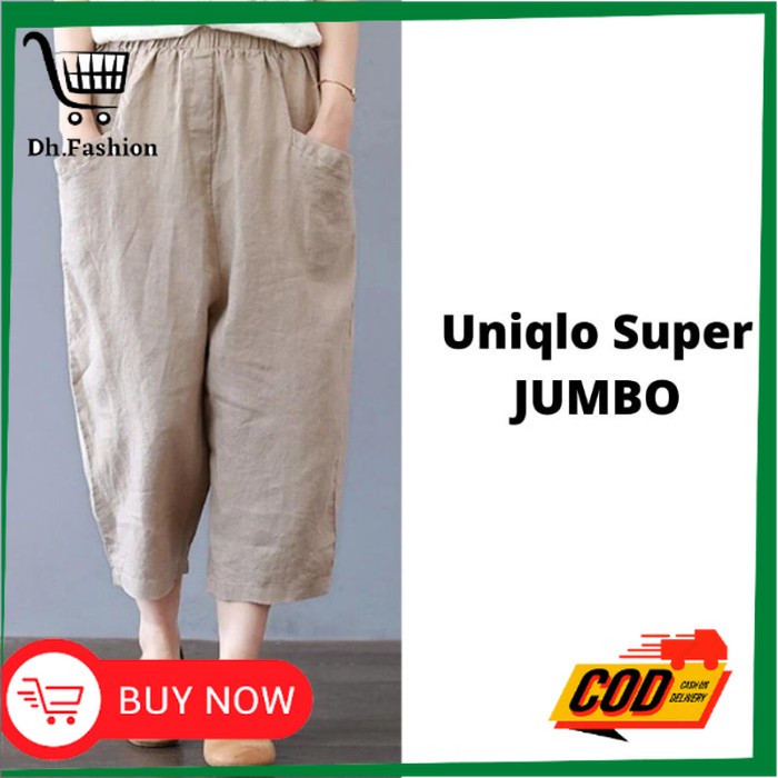 Dh.Fashion- QAISARA UNIQLO SUPER JUMBO BIG SIZE PANTS CELANA JUMBO PREMIUM - Hitam