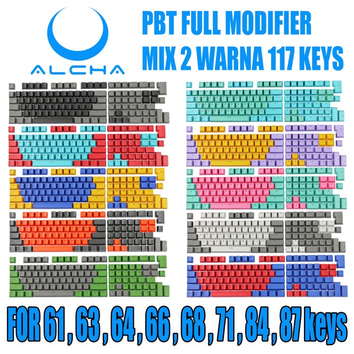 ALCHA KEYCAPS PBT FULL MODIFIER CUSTOM MIX 2 WARNA OEM PROFILE BACKLIT - RANDOM