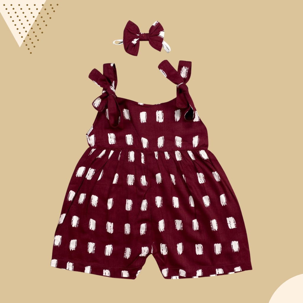 6-18 BLN JUMPSUIT BAYI TALI CHIKA BAJU BAYI PREREMPUAN FREE HEADBAND by BAJUANAKKANAYA-Maroon square abs