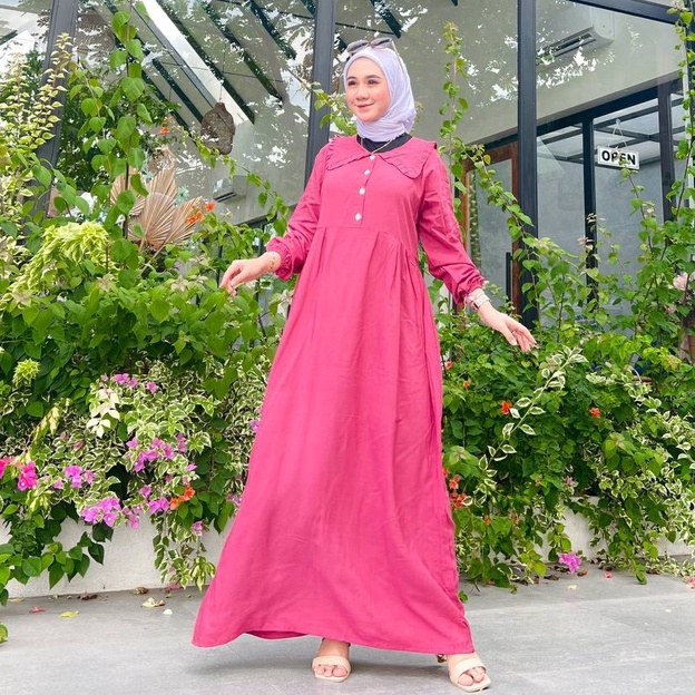 Amelia Gamis Wanita Maxi Dress Muslim Daily Outfit Dewasa Bahan Rayon Fashion Terbaru