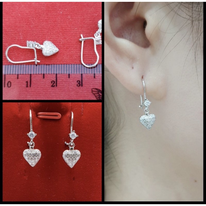 Anting love perak 925 lapis emas putih anting love anting cewek perak 925 lapis emas putih