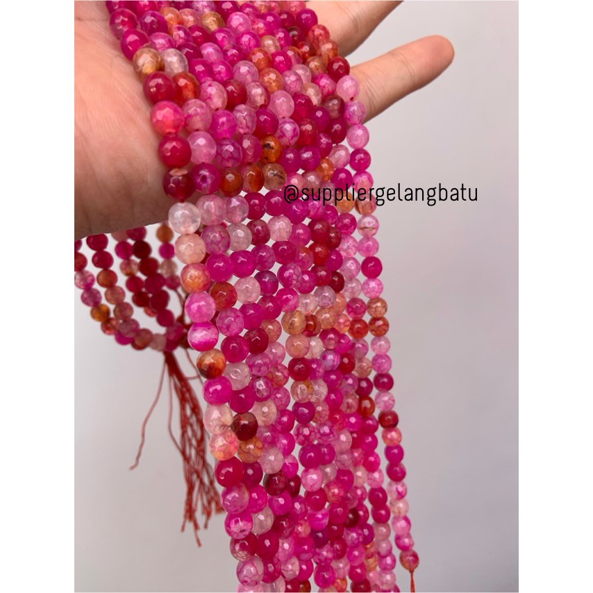 bahan batu 6mm Purple Agate CUTTING aksesoris FACET gelang kalung batu