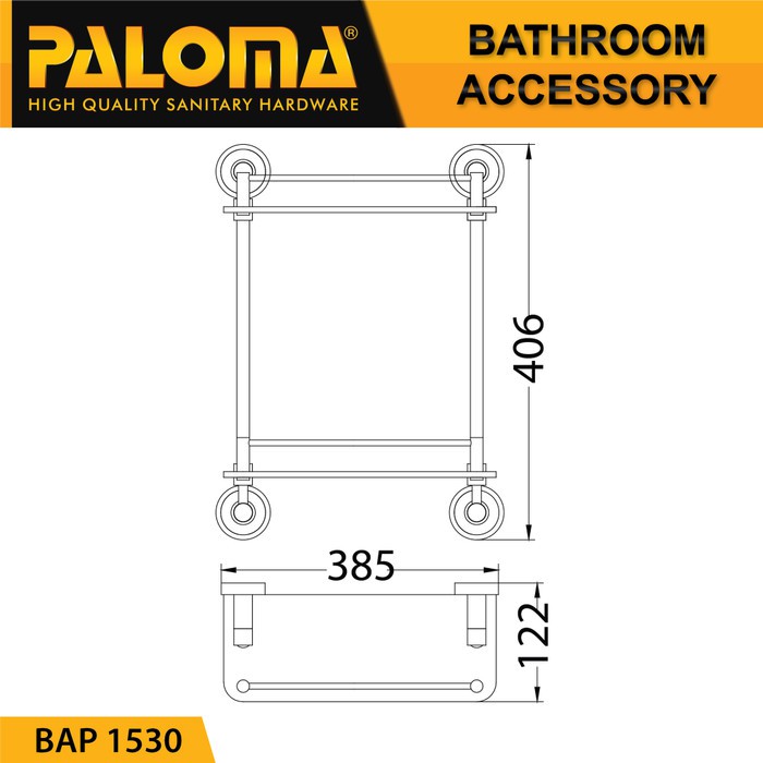 PALOMA BAP 1530 Rak Kaca Tempat Sabun Susun Dinding Kamar Mandi