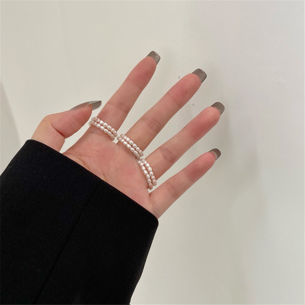 Perhiasan Cincin Manik-Manik Mutiara Berlian Bentuk Hati Untuk Wanita