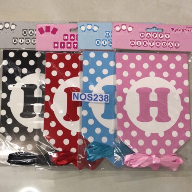 Banner Happy Birthday Polkadot/Garis