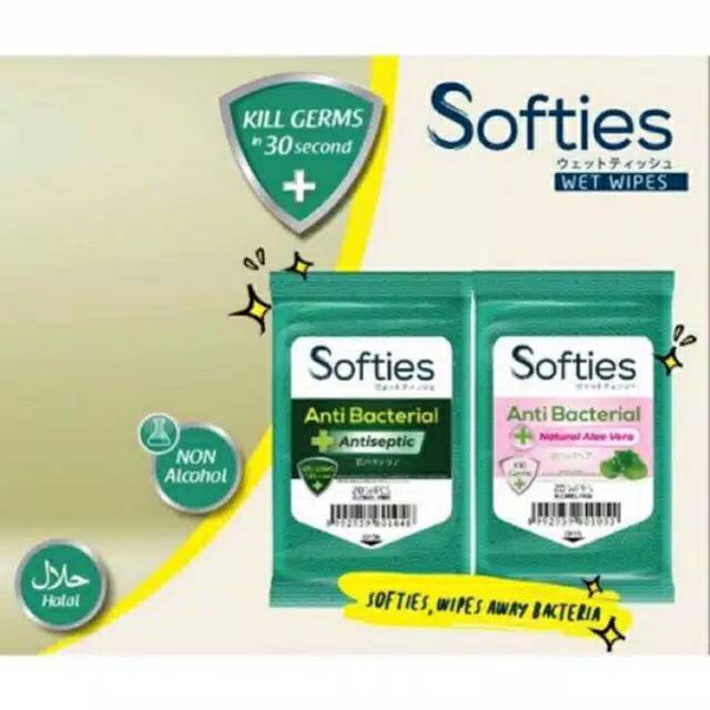 Softies wet wipes anti bacterial 20wipes