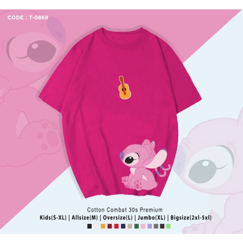 KAOS LUCU STITCH PINK/TSHIRT LIL STITCH PINK PREMIUM