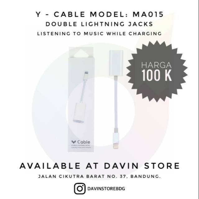 Y - Cable Model MA015 Double Lightning Jacks