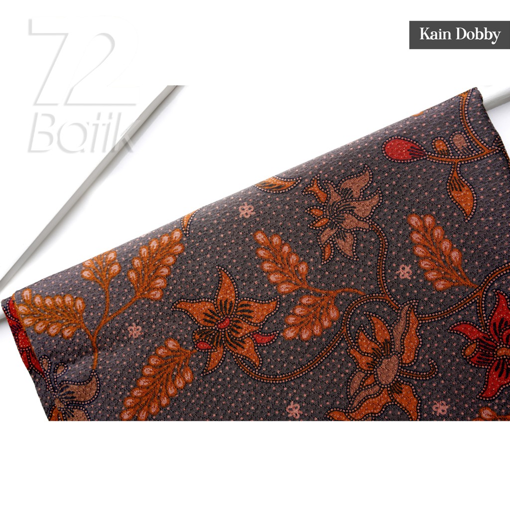 KAIN BATIK PREMIUM Dobby Motif Kembang Warna Abu Abu Orange Oranye Dolbi Dobi Doby 721115 Cap 72 Jarik Jarit Samping Kebat Panjang Batik Dobby Modern Premium Bahan Seragam Batik Pernikahan Kantor Keluarga Murah Kamen Jadi Batik Bali Lembaran