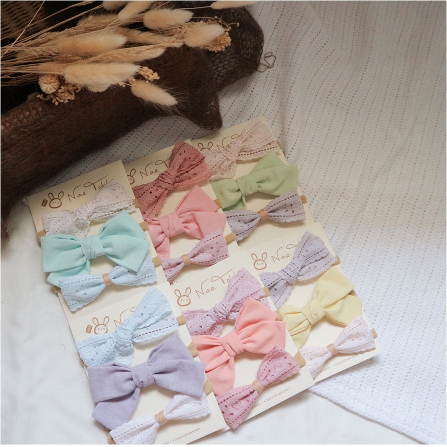 Naetokki Baby Headband - Aksesoris Rambut Bandana Bando Anak Bayi Lace Bow Ribbon Hair Clip Pita Nae