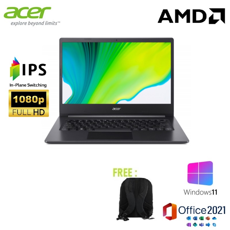 Acer Aspire 3 Slim A314-22-A667 [AMD A3020e/4GB/256GB SSD/14″FHD IPS/AMD Radeon/Win 11+OHS 2021] - C