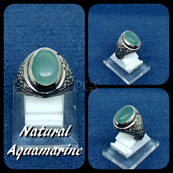 CINCIN BATU AKIK PERMATA NATURAL AQUAMARINE HIGH QUALITY PREMIUM KANTORAN