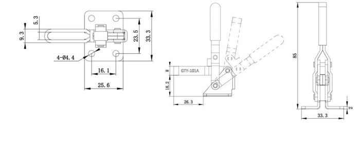 Toggle Clamp Vertical GH 101A GTY 101 A setara DESTACO 201U 50kg