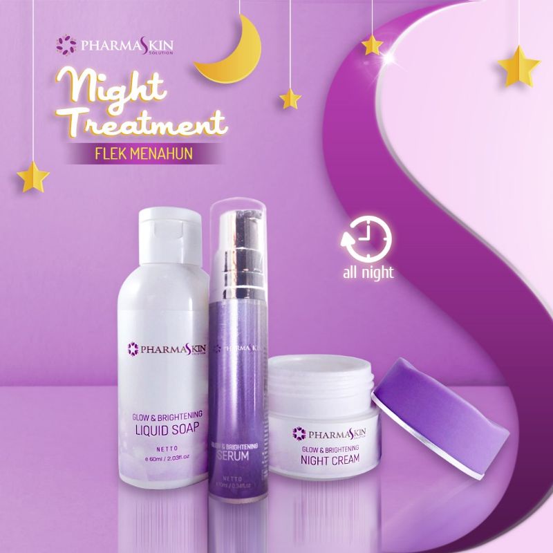 Paket Night Treatment Flek by Pharmaskin Solution | Cream Malam Flek | Serum Malam Flek | Sabun