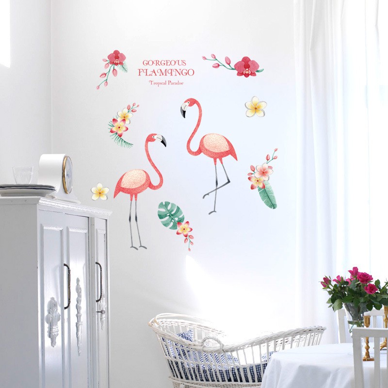 Reliza Wall Sticker Two Flamingo Birds Stiker Dinding LDR