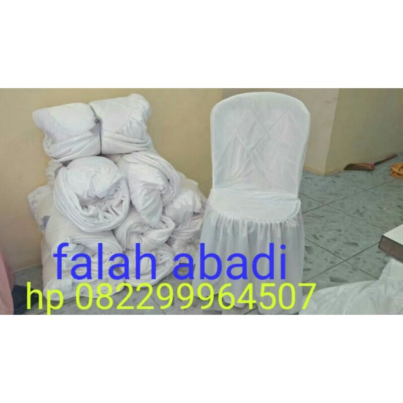 Sarung kursi plastik putih polos