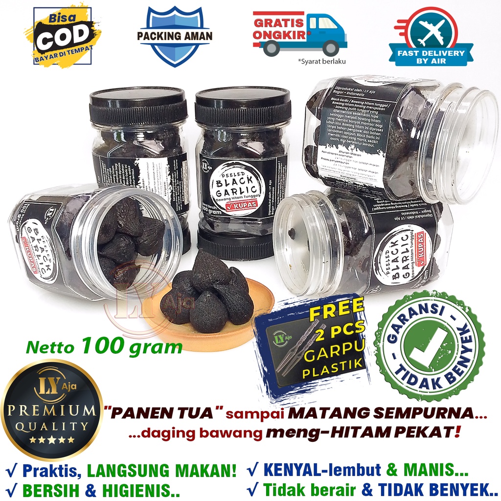 Bawang Hitam Tunggal Lanang Kupas 100 Gram Peeled Black Garlic LY Aja 100 Gr