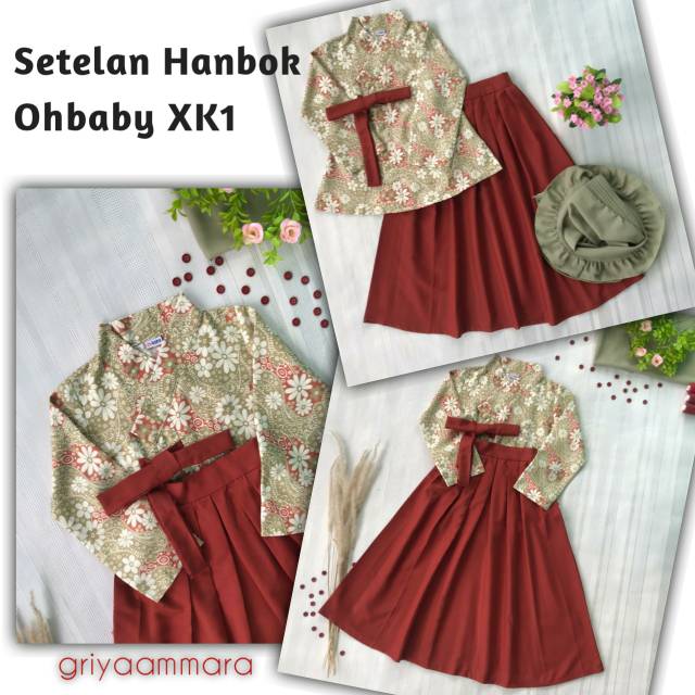 Setelan Anak Model Tunik Hanbok dan Rok Katun Jepang Ohbaby