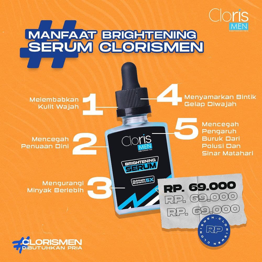 Clorismen Brightening Serum - Serum Wajah Pria Untuk Mencerahkan &amp; Memudarkan Bekas Jerawat Yang Menghitam