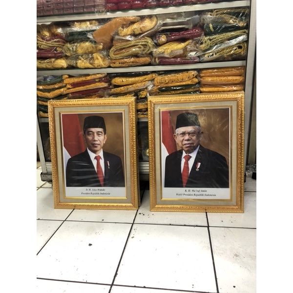 Bingkai frame foto presiden wakil motif linen ukuran 40x50cm