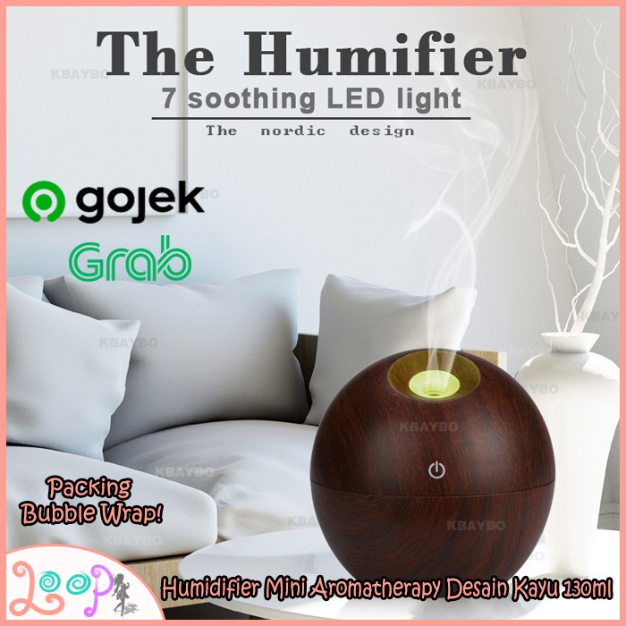 Humidifier Mini Aromatherapy Desain Kayu 130ml