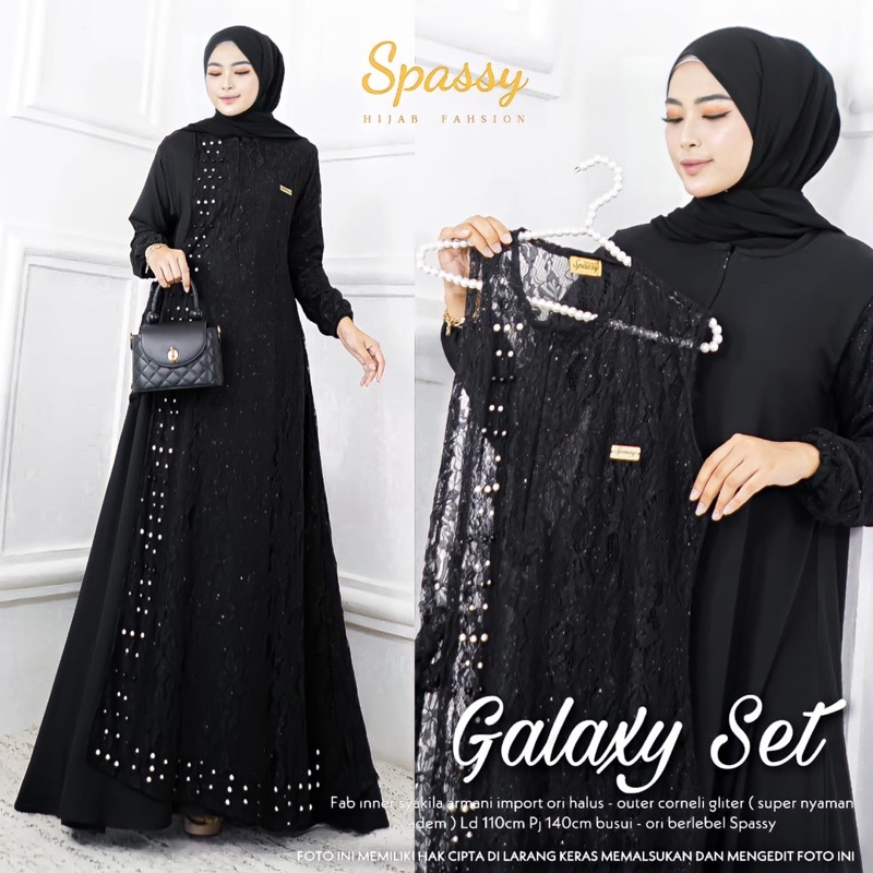 [[ BISA COD ]] TIDAK ORI UANG KEMBALI - ORI BERLABEL SPASSY - GALAXY SET | GAMIS SPASSY ORI