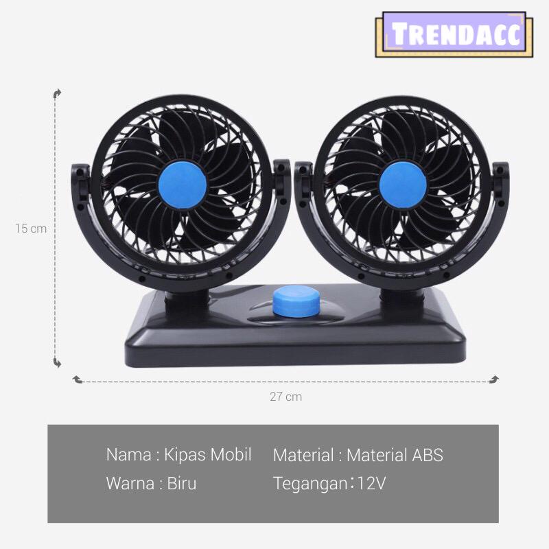 Trend-T303 Kipas Angin Mobil Double Headed Fan / Kipas Angin Mobil 12Volt