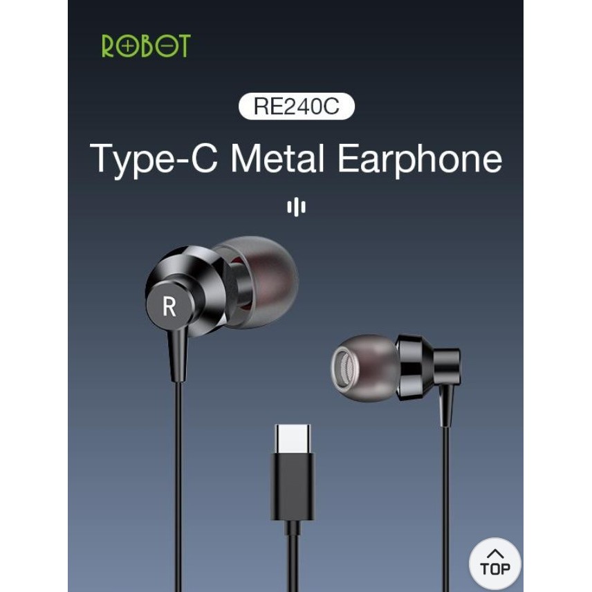 HEADSET EARPHONE ROBOT RE-240C TYPE C HIGH DEFINITION SOUND