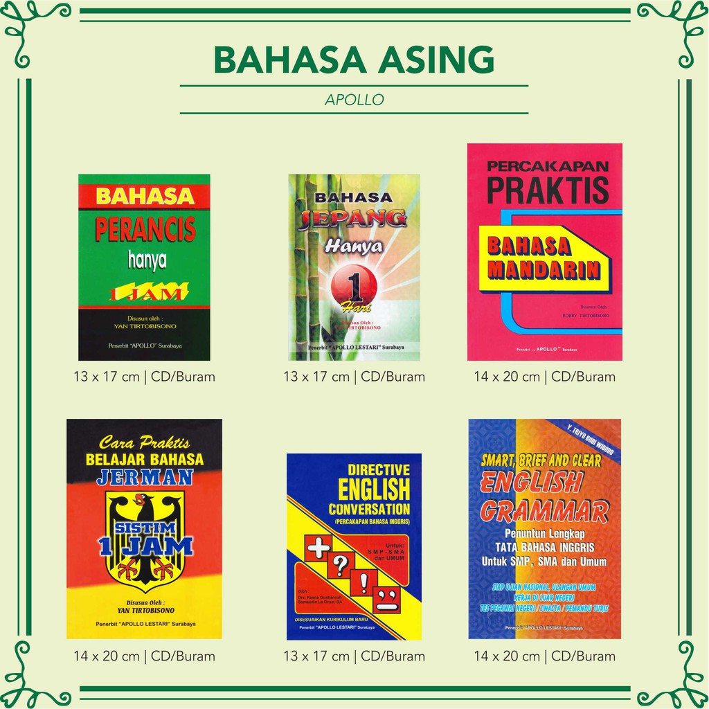 

Buku Bahasa Asing Bahasa Prancis Jepang Mandarin Jerman Inggris | Apollo