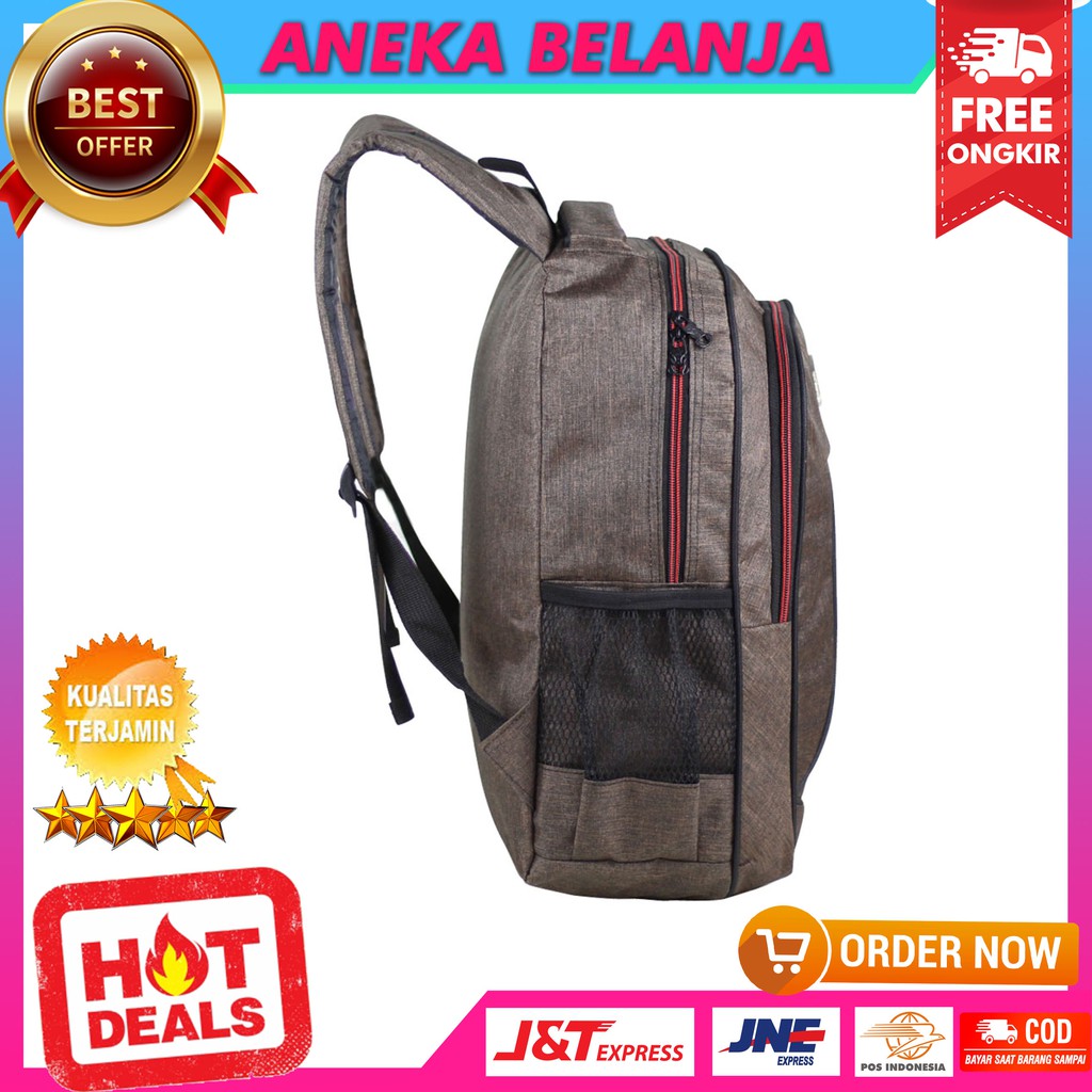 Ready Stock Tas Ransel Pria Scotlet Denim Coklat SMP SMA Backpack Cowok Kece Stylish Casual Keren Sekolah Kuliah Kerja Meeting Bahan Tebal Awet Harga Termurah Terlaris Terjangkau