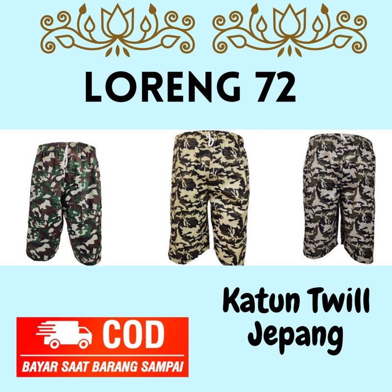 Kolor pria dewasa,celana loreng 72,celana pendek loreng pria,celana hawai pria,celpen cowok loreng