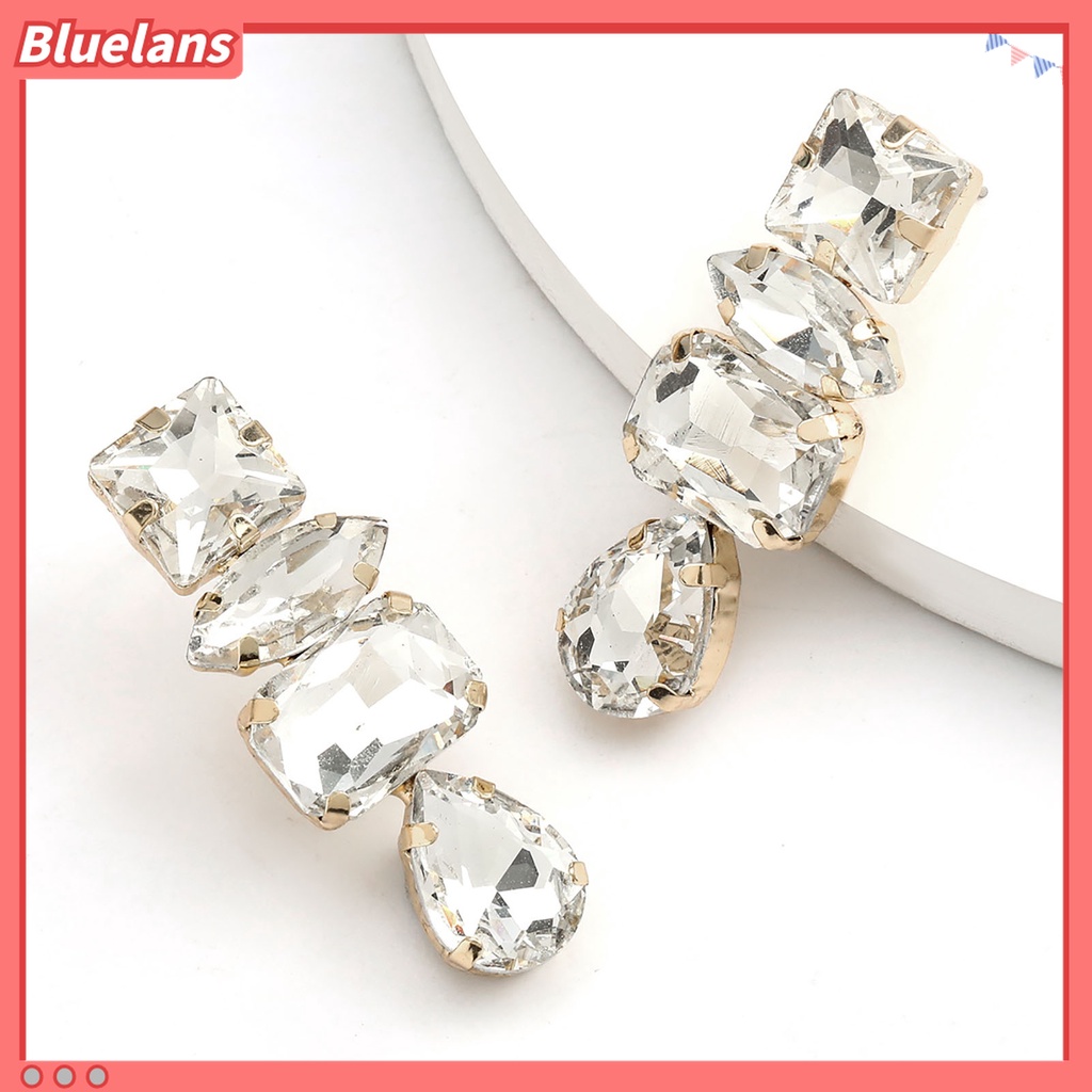 1 Pasang Anting Stud Berlian Imitasi Bentuk Water Drop Untuk Wanita