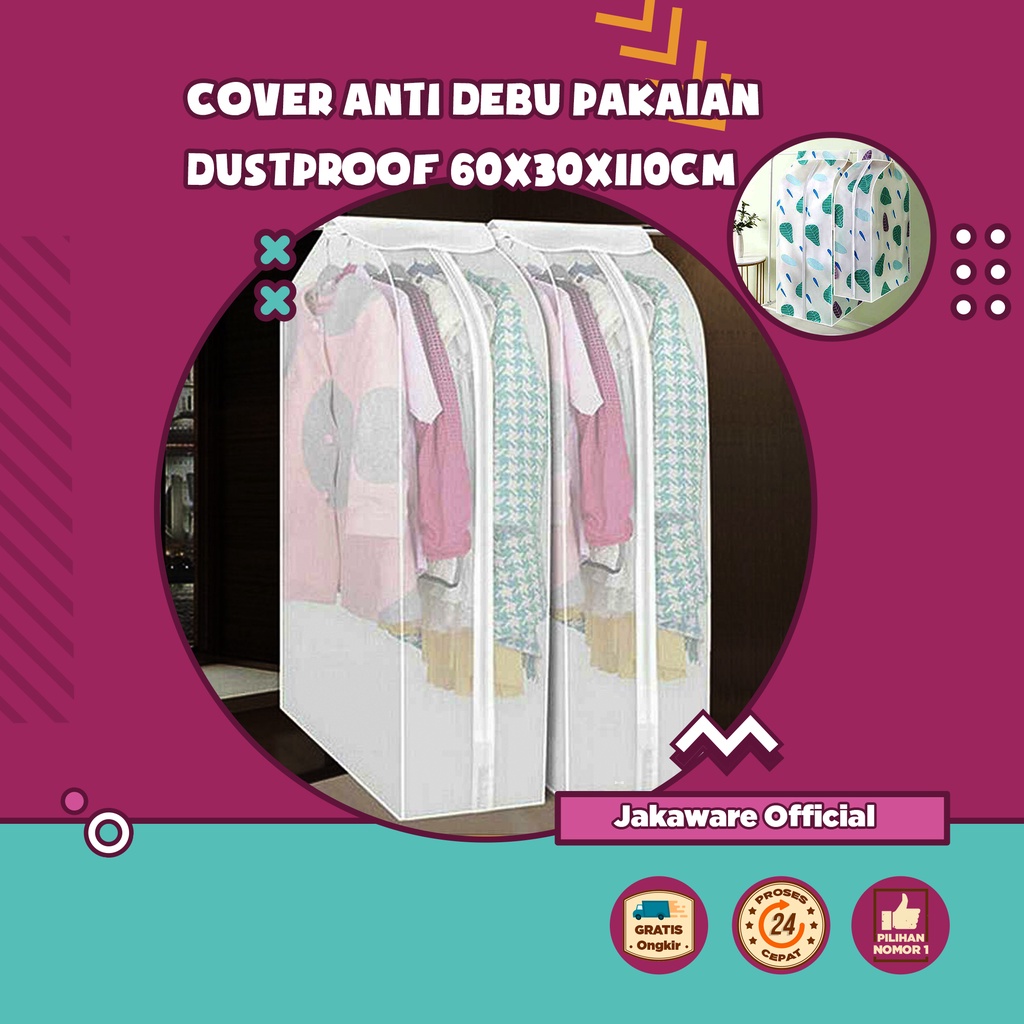 COVER ANTI DEBU PAKAIAN BAJU DUSTPROOF DUST ORGANIZER 60x30x110cm PELINDUNG GANTUNG PENUTUP JAS GAUN