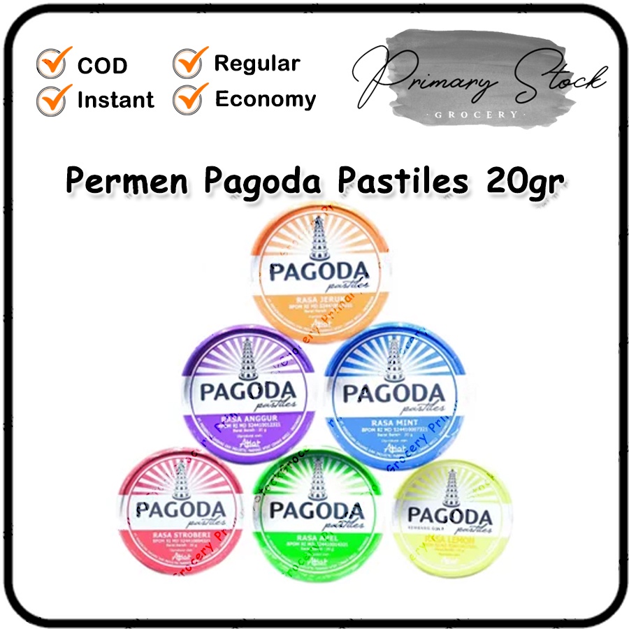 

Permen Pagoda Pastiles 20g Rasa Jeruk Anggur Mint Stroberi Strawberry Apel Lemon