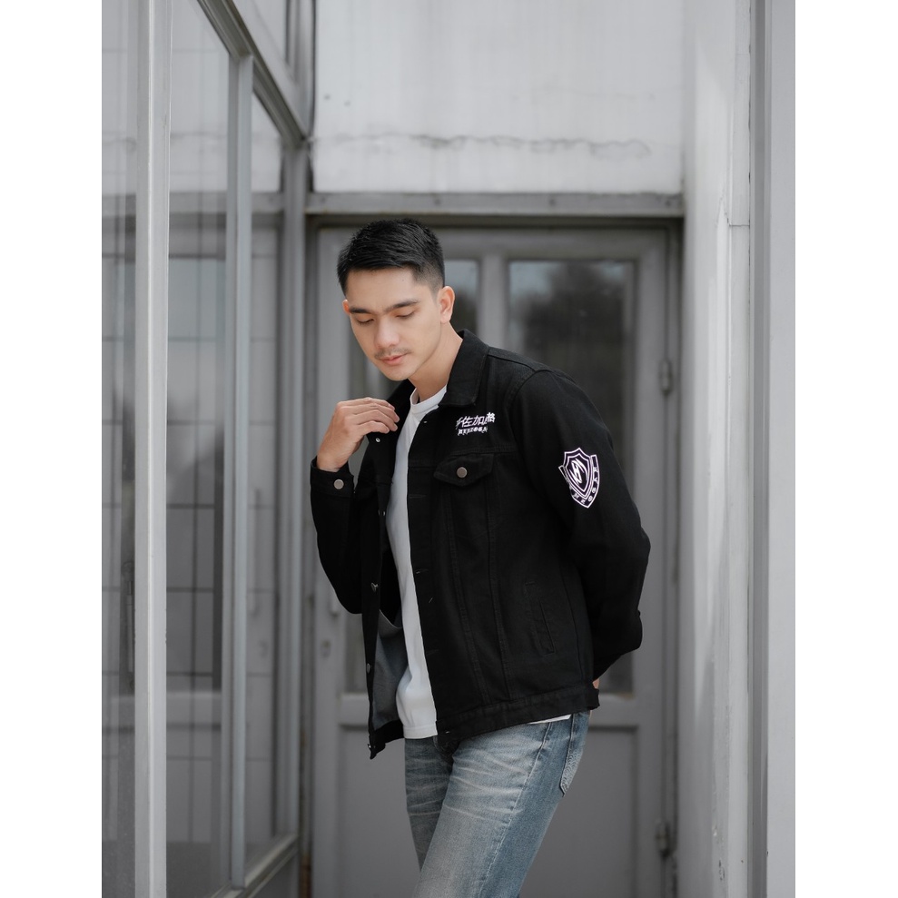 Jaket Jeans Pria Hitam Pekat Terbaru 2022/ Jaket Jeans Denim Cowo Keren