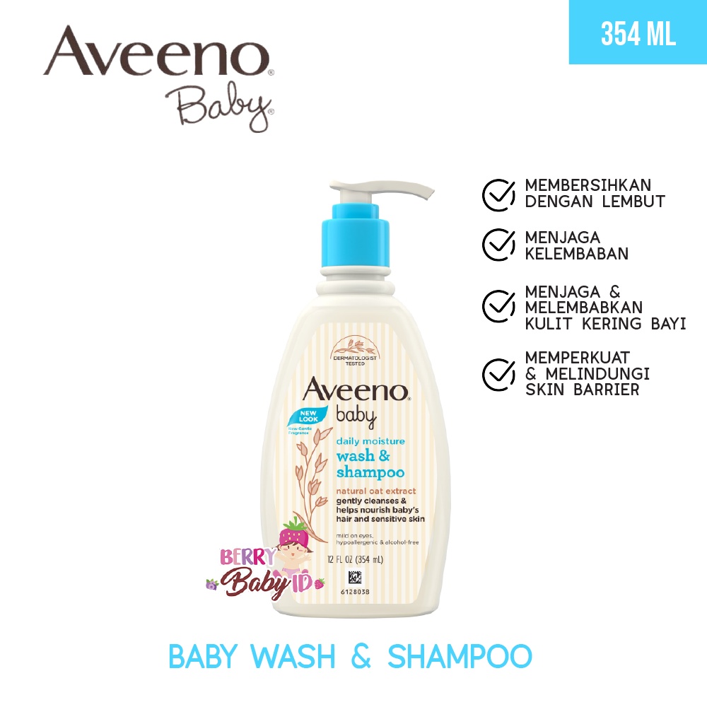 Aveeno Baby Daily Moisture 2in1 Wash &amp; Shampoo Sabun Shampo Bayi Anak Berry Mart