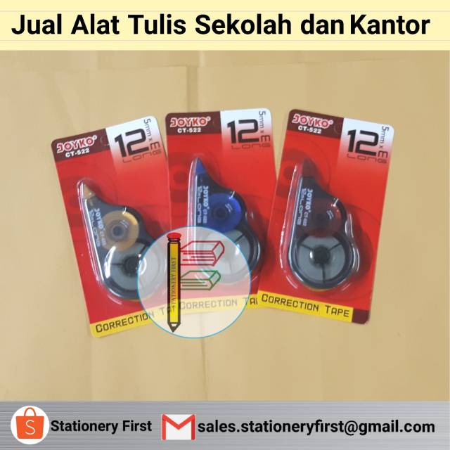 Correction Tape Tip Ex Kertas Joyko 12 Meter CT-522