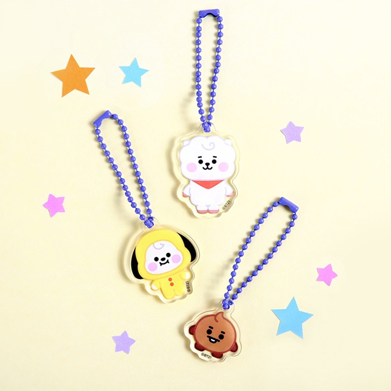 XiaoboACC Gantungan Kunci Boneka Kartun Kpop Idol BTS BT21 Bahan Akrilik